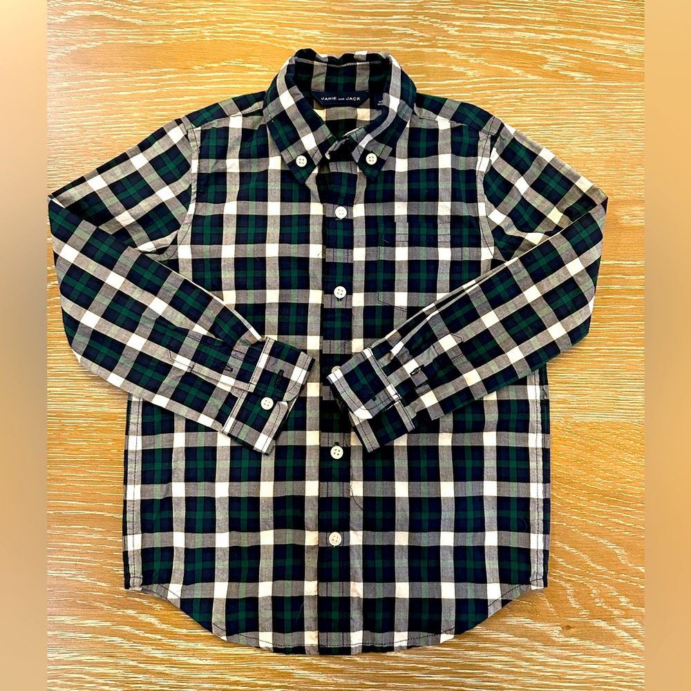 Janie and Jack Tartan Poplin Shirt Size 4T